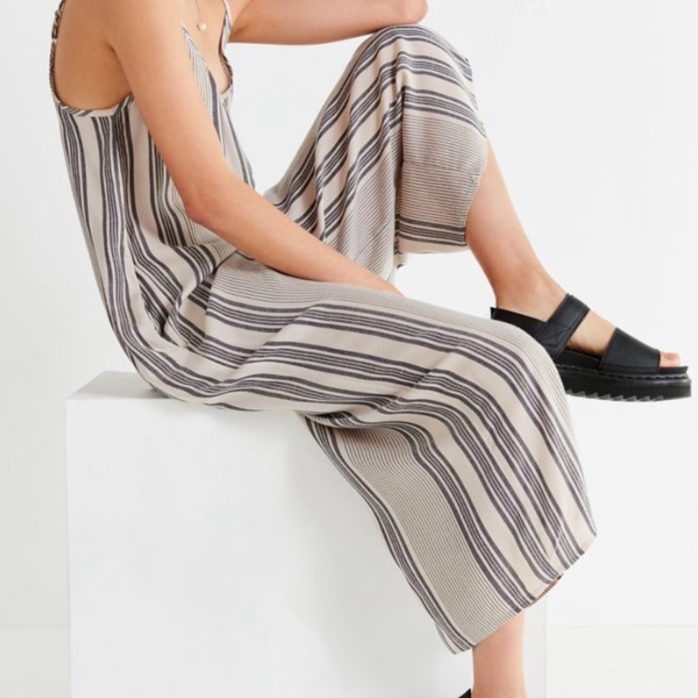 UO Shapless Gauzy Striped Jumpsuit